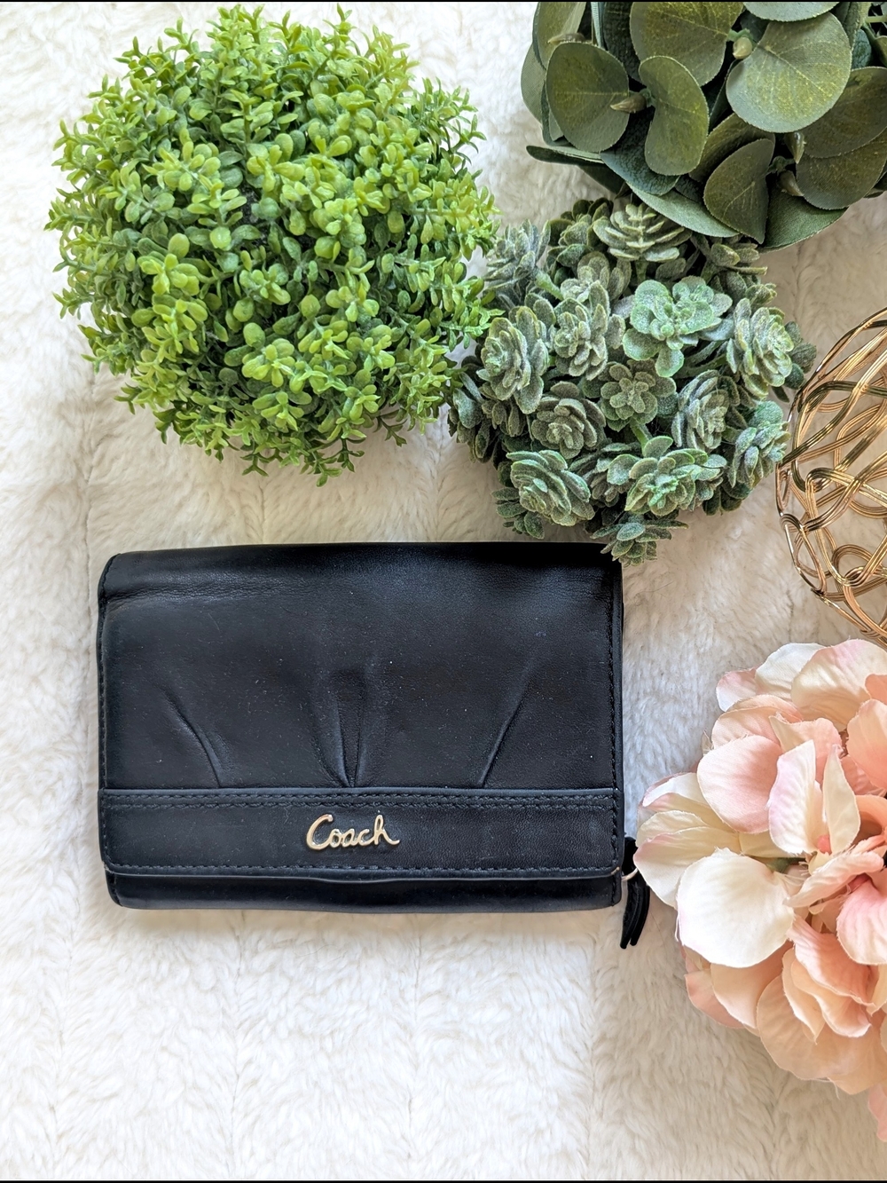 Coach Black Leather Zip Wallet - Classic Women's Wallet